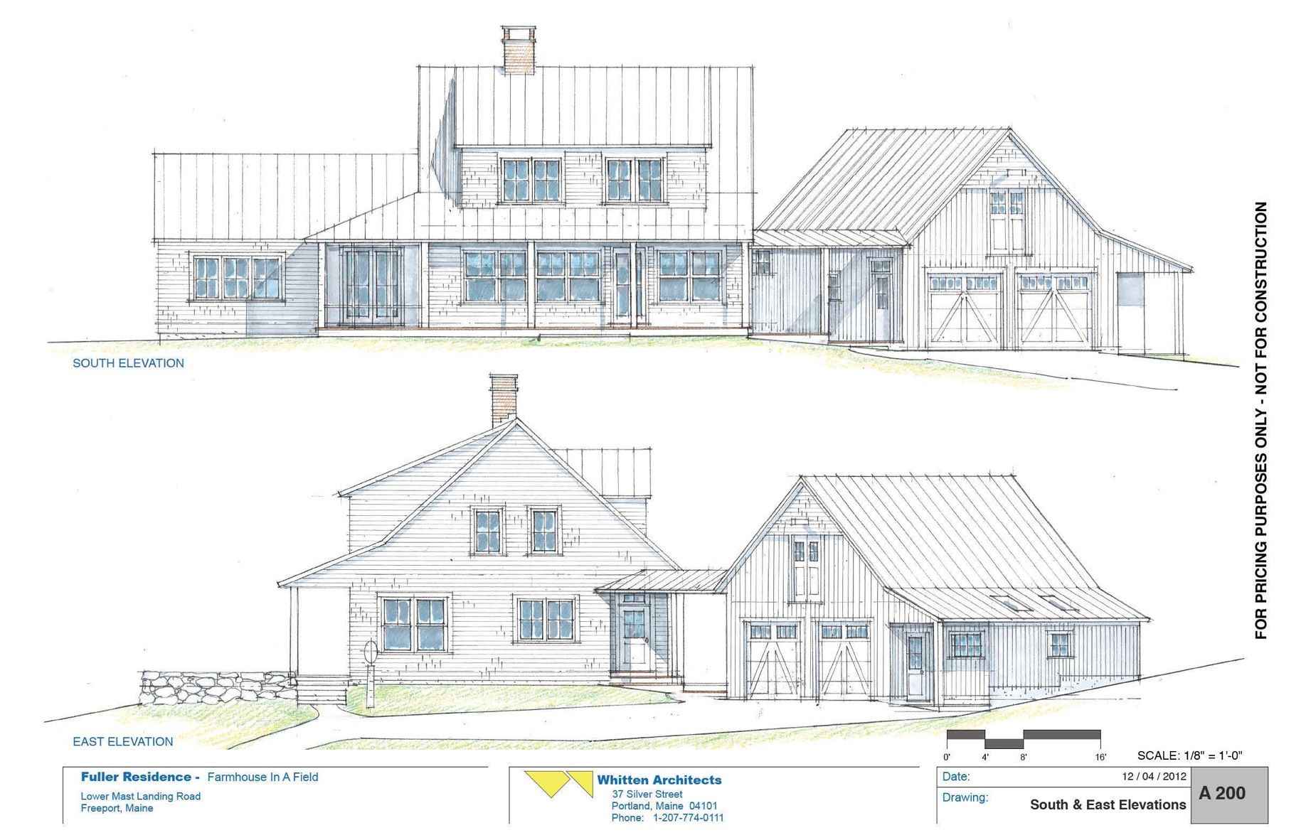 South and East Elevations | A House In A Field